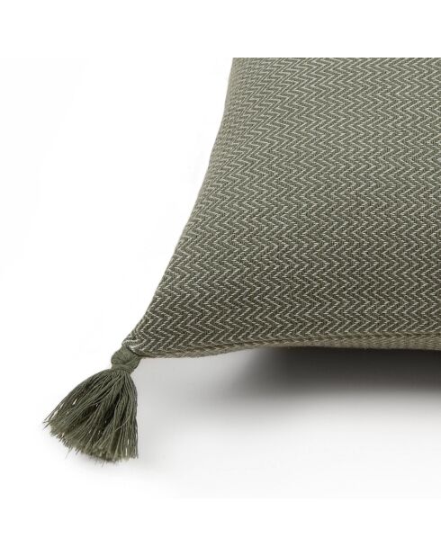 Fodera per cuscino Stockholm verde con nappine