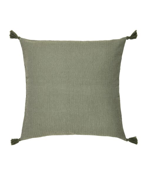 Fodera per cuscino Stockholm verde con nappine