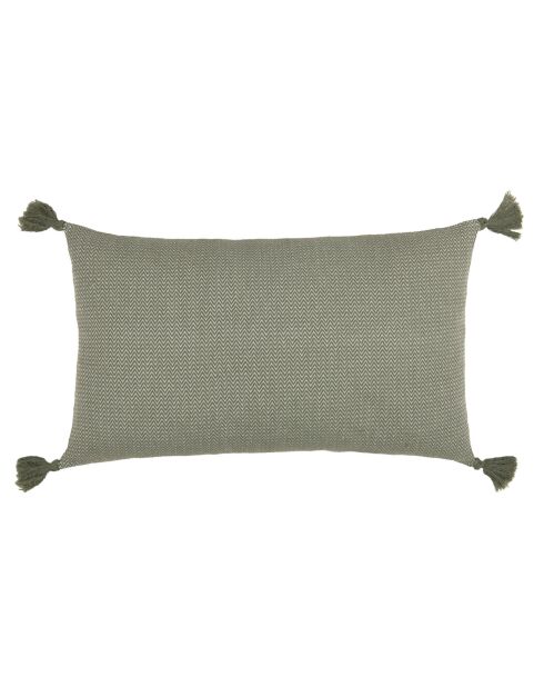 Housse de coussin à pompons Stockholm verte