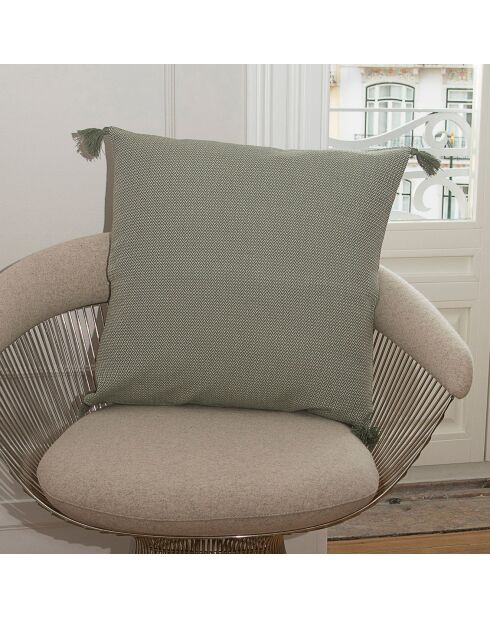 Fodera per cuscino Stockholm verde con nappine
