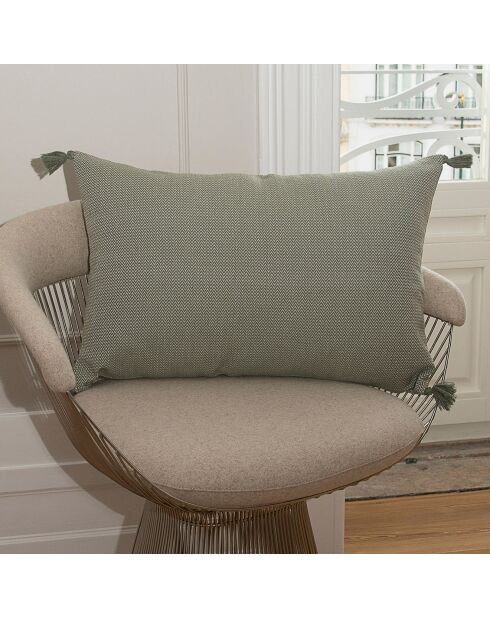 Fodera per cuscino Stockholm verde con nappine