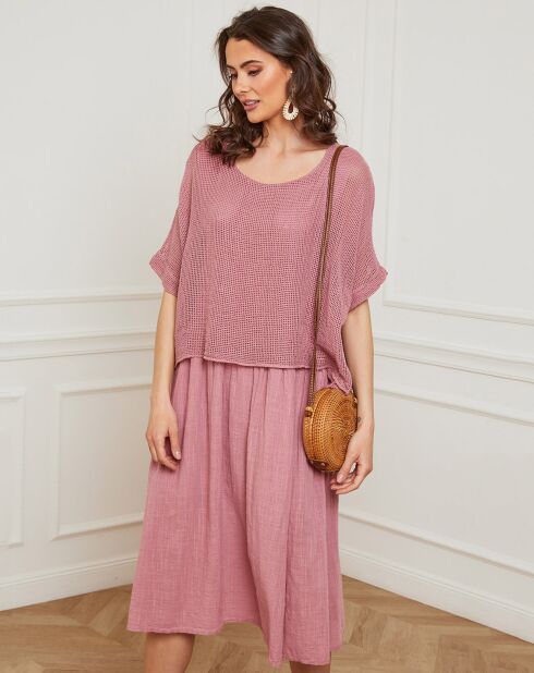 Robe 100% Lin Equanone vieux rose