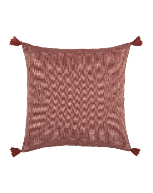 Housse de coussin à pompons Stockholm rouge