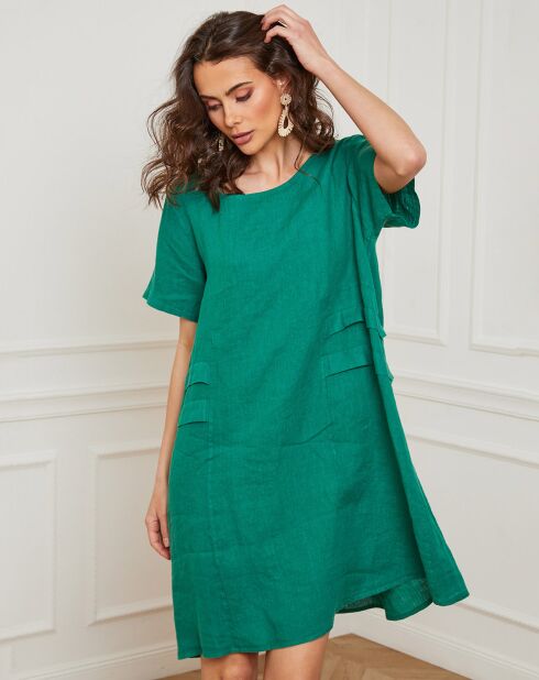 Robe 100% Lin Erbus verte
