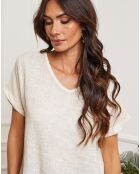 Fabioza beige top van 100% linnen