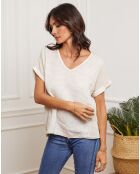 Fabioza beige top van 100% linnen