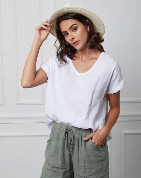 Fabius witte top van 100% linnen