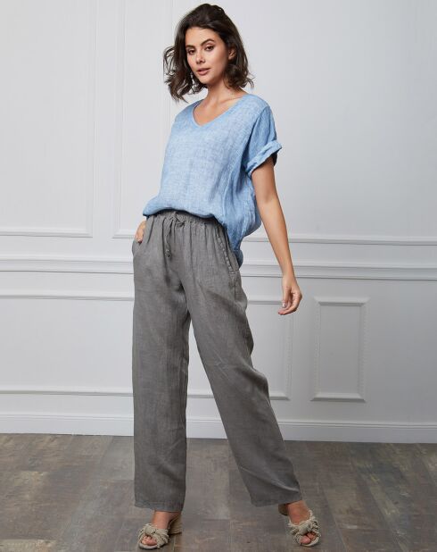 Fabius indigo top van 100% linnen