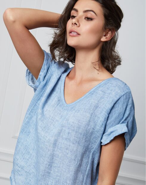 Fabius indigo top van 100% linnen