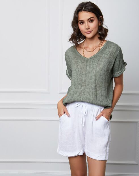 Top Fabius caqui 100% lino