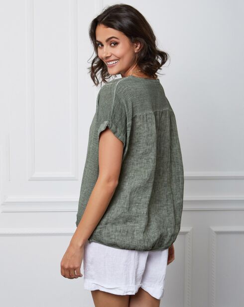 Top Fabius caqui 100% lino