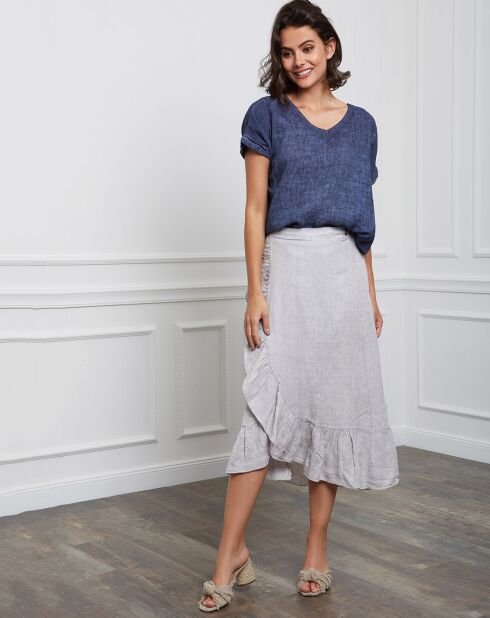 Fabius marineblauwe top van 100% linnen