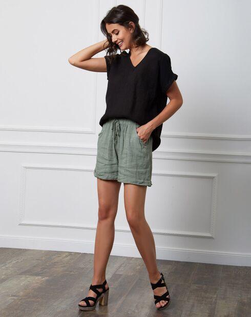 Fabius zwarte top van 100% linnen