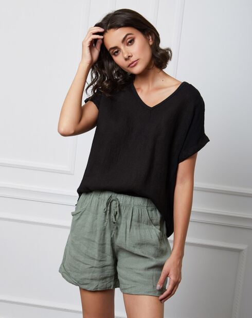 Fabius zwarte top van 100% linnen