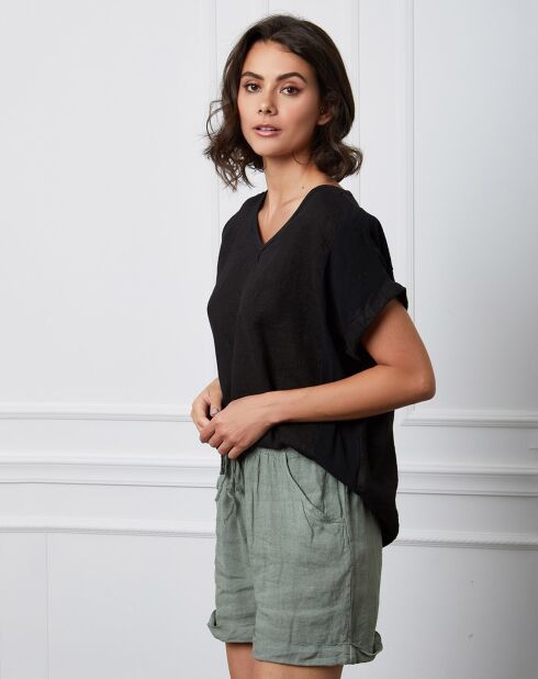 Fabius zwarte top van 100% linnen