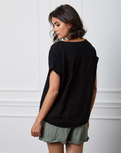 Fabius zwarte top van 100% linnen