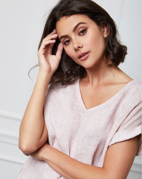Top Fabius rosa 100% lino
