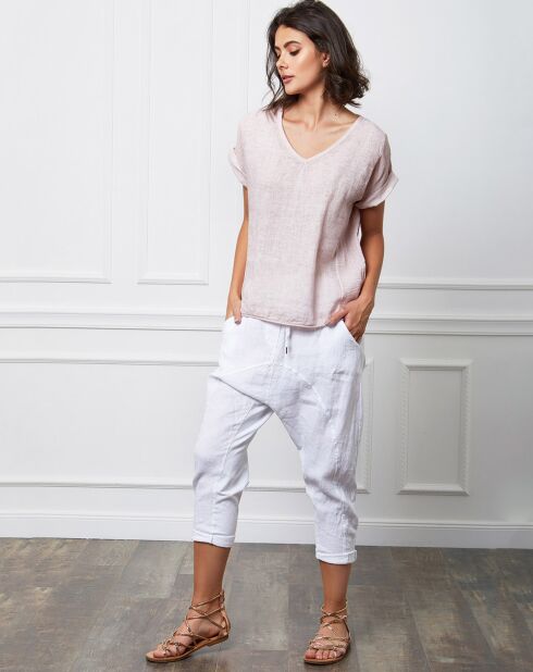 Top Fabius rosa 100% lino