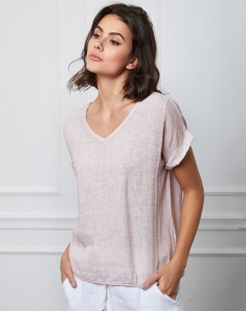 Top Fabius rosa 100% lino