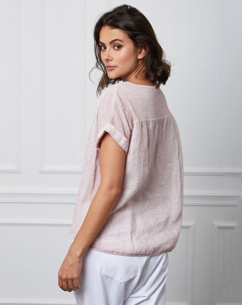 Top Fabius rosa 100% lino