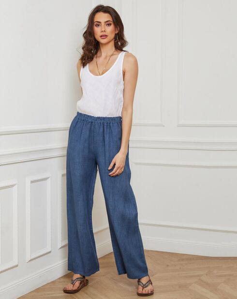 Blaue Jeanshose Garibaldi aus 100% Leinen