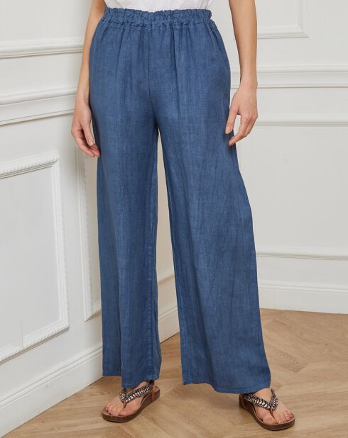 Pantalon 100% Lin Garibaldi bleu denim