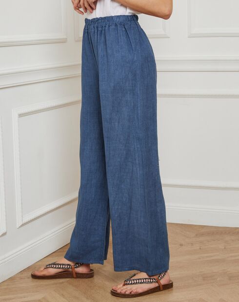 Pantalon 100% Lin Garibaldi bleu denim