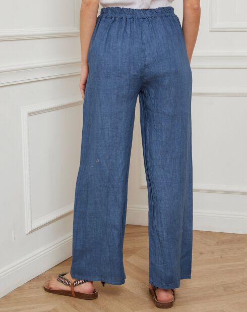 Pantalon 100% Lin Garibaldi bleu denim
