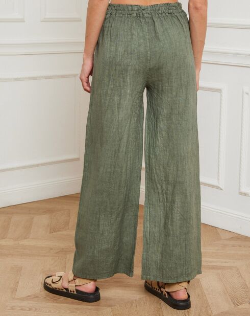 Pantalon 100% Lin Garibaldi vert kaki