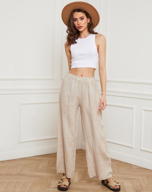 Beige Garibaldi broek van 100% linnen