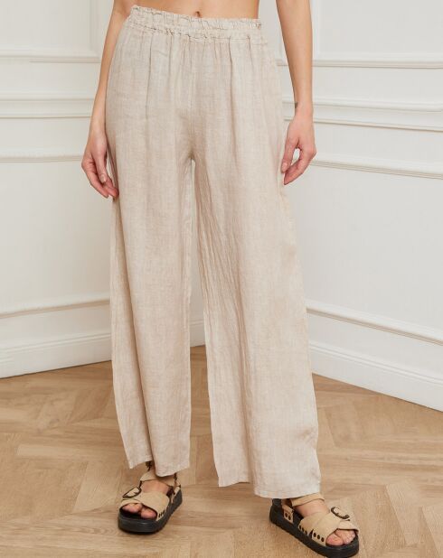 Beige Garibaldi broek van 100% linnen