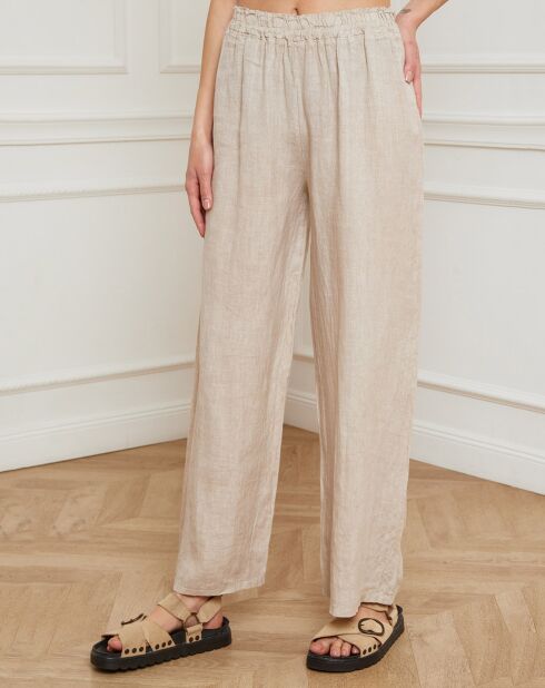 Beige Garibaldi broek van 100% linnen
