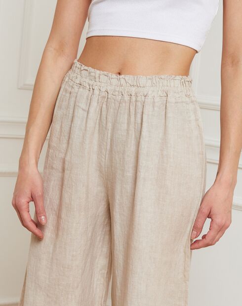 Beige Garibaldi broek van 100% linnen