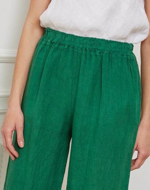 Groene broek van 100% linnen Garibaldi