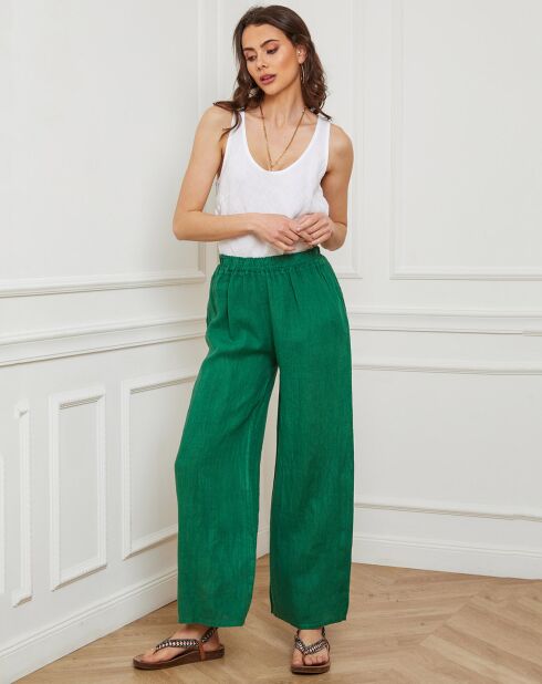 Groene broek van 100% linnen Garibaldi