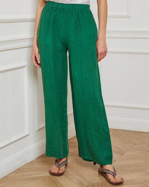 Groene broek van 100% linnen Garibaldi