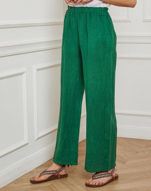 Groene broek van 100% linnen Garibaldi