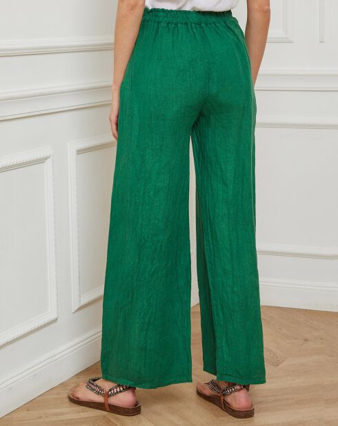 Groene broek van 100% linnen Garibaldi