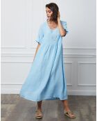 Robe 100% Lin Gustavo bleu bleu ciel