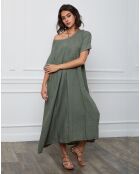 Robe 100% Lin Gustavo vert kaki