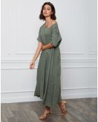 Robe 100% Lin Gustavo vert kaki