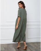 Robe 100% Lin Gustavo vert kaki