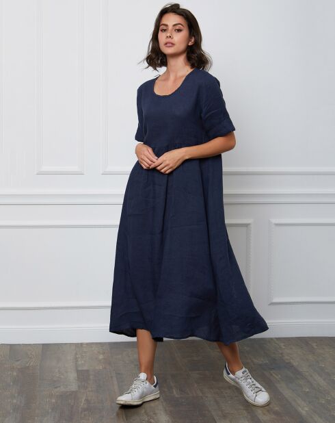 Gustavo Marine jurk van 100% linnen