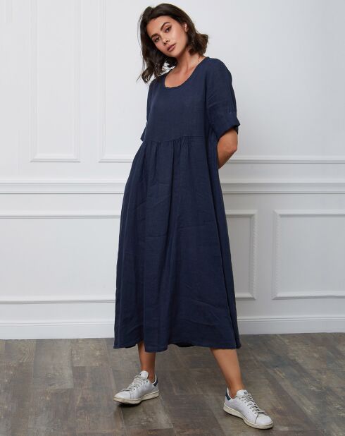 Gustavo Marine jurk van 100% linnen