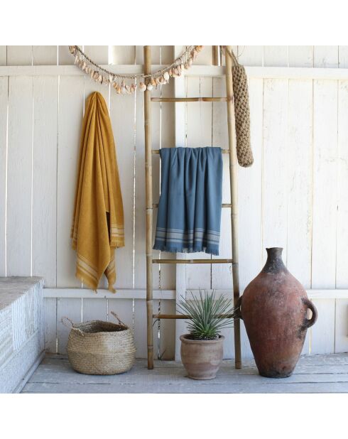 Fouta éponge Faro bleue - 100x180 cm