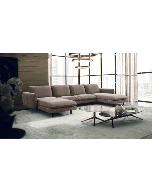 Isak taupefarbenes Panoramasofa - 315x92/160x85 cm