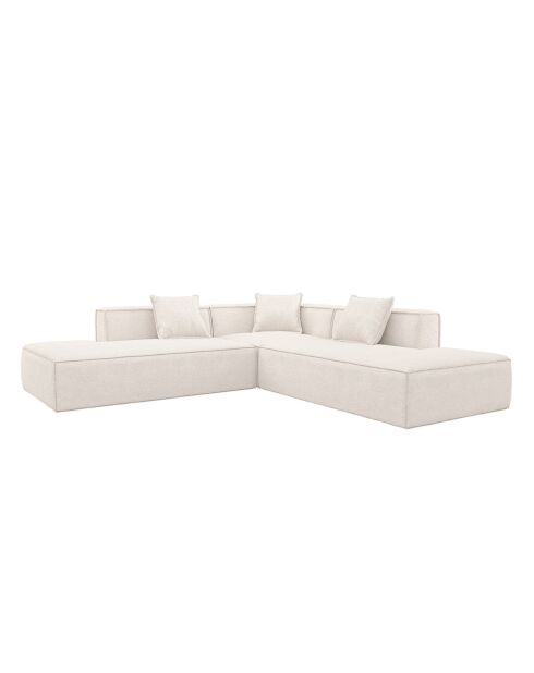 T Rolf Ecksofa aus cremefarbenem lockigem Stoff - 250x250x63 cm