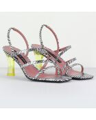 Zilverkleurige leren sandalen van Kiri - hak van 7 cm