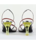 Zilverkleurige leren sandalen van Kiri - hak van 7 cm