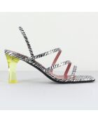 Zilverkleurige leren sandalen van Kiri - hak van 7 cm